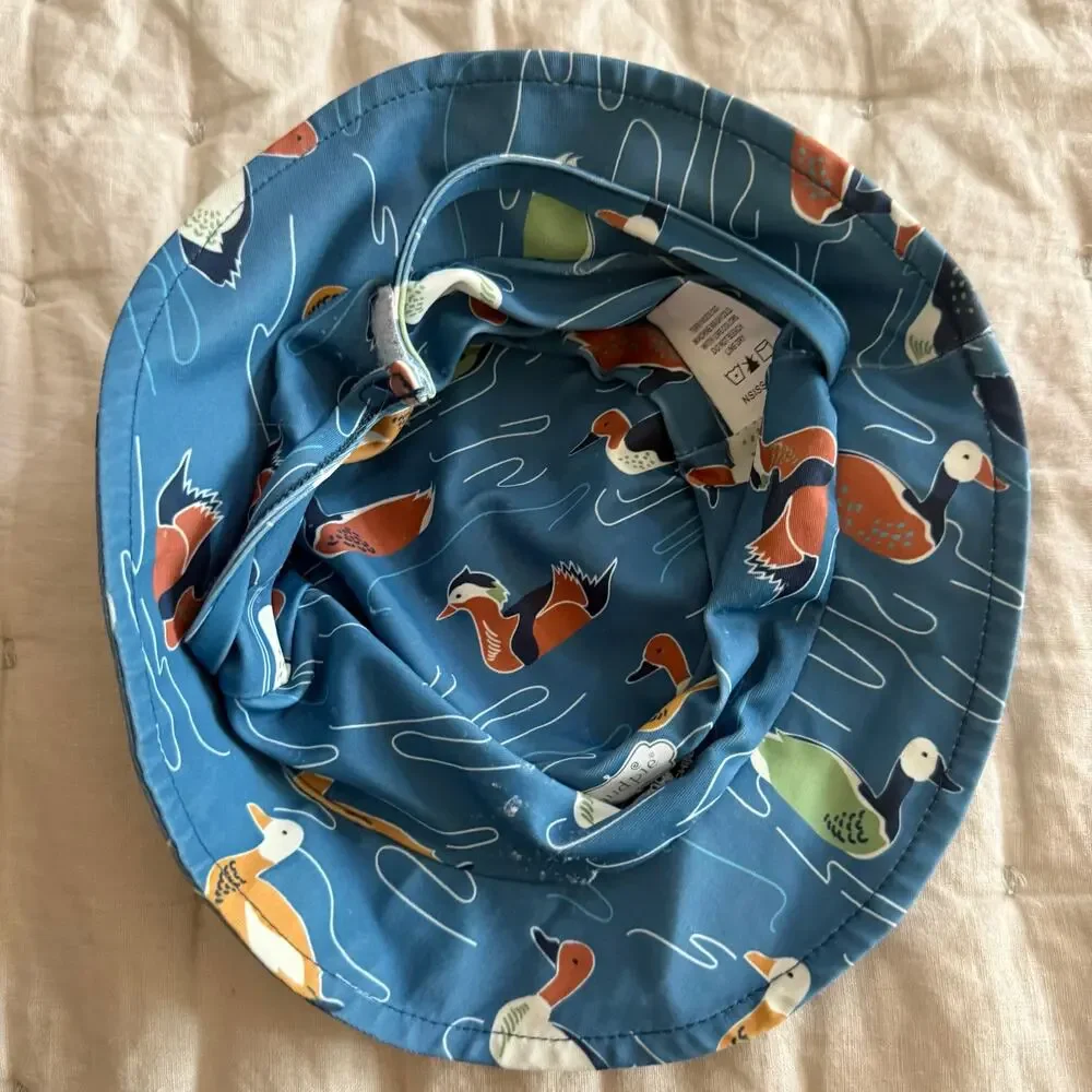 Mudpie Hat 3-6 Months Mud Pie Swim Summer Sun Chin Strap Duck Print Baby Boy